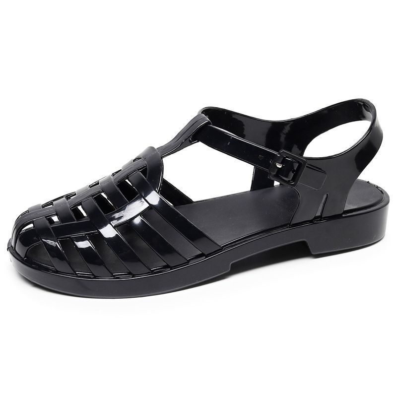 Ženske sandale T-strap, PVC gornji dio, PVC potplat, okrugli vrh prsta, niski gornji dio, brzo sušeće