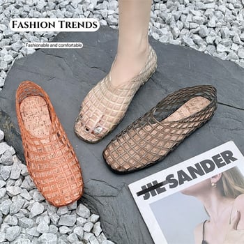 Παραθαλάσσια σανδάλια με PVC επάνω μέρος και σόλα PVC, Ρωμαϊκό στυλ, επίπεδο δάχτυλο