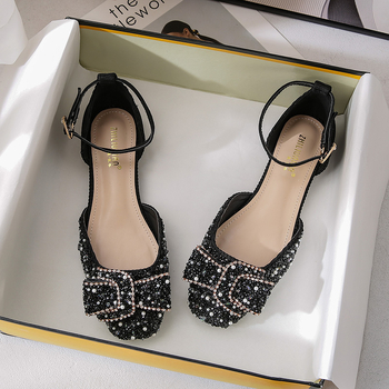 Sandale decupate, cu partea superioară țesută, talpă din cauciuc, vârf drept, stil coreean