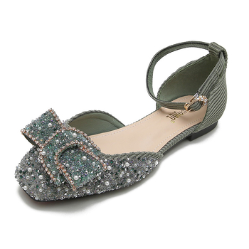 Sandale decupate, cu partea superioară țesută, talpă din cauciuc, vârf drept, stil coreean