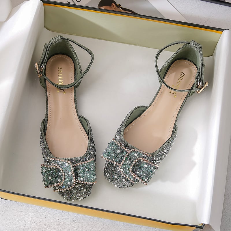 Sandale decupate, cu partea superioară țesută, talpă din cauciuc, vârf drept, stil coreean