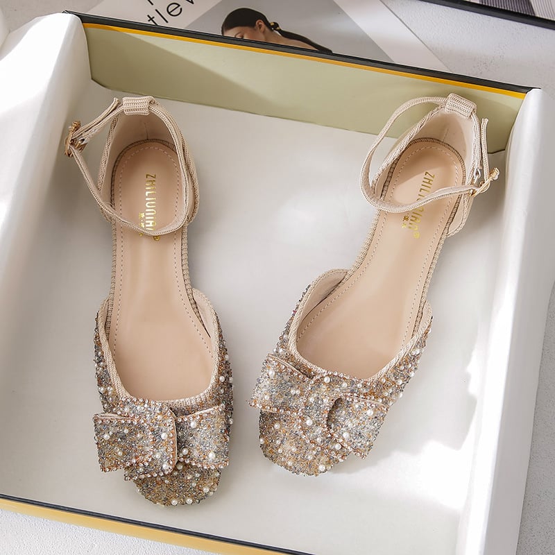 Sandale decupate, cu partea superioară țesută, talpă din cauciuc, vârf drept, stil coreean