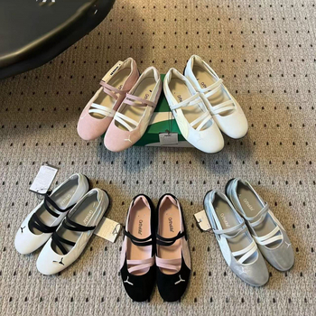 Ženske slip-on balerinke, platneni gornji dio, okrugli vrh, Goodyear potplat, ravna peta