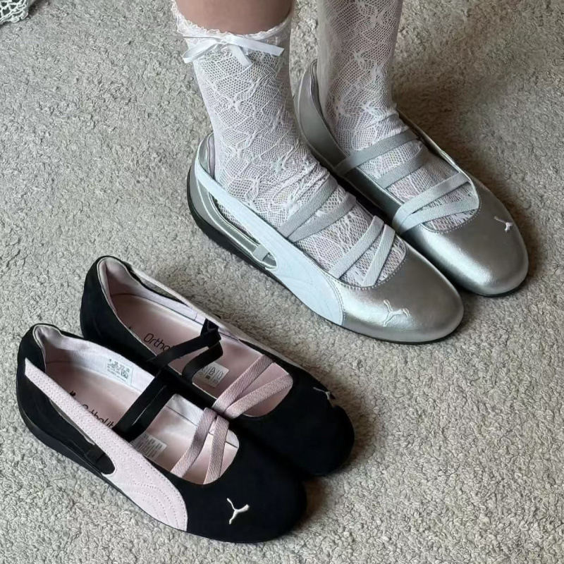 Ženske slip-on balerinke, platneni gornji dio, okrugli vrh, Goodyear potplat, ravna peta