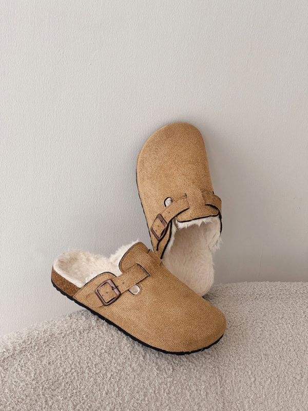 Ženske slip-on cipele od nubuka s flis unutrašnjom, topla unutrašnjost, protuklizna PVC potplat