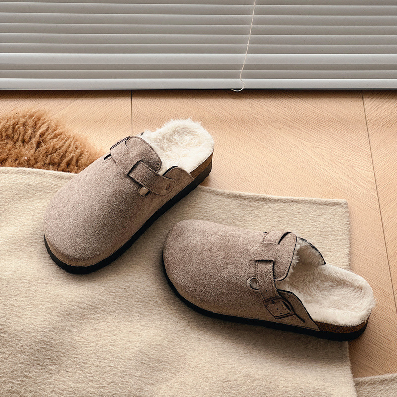 Ženske slip-on cipele od nubuka s flis unutrašnjom, topla unutrašnjost, protuklizna PVC potplat