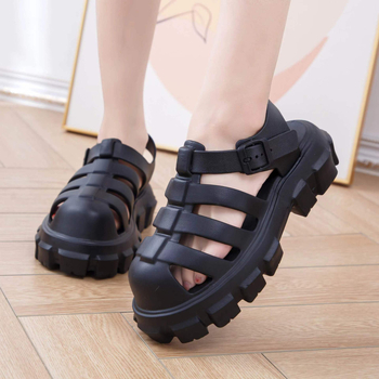 Sandale romane cu partea superioară EVA și talpa EVA, închidere cu cataramă, bretele frontale și posterioare, gleznă joasă