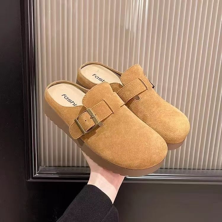 Pantofi slip-on femei, cu vârf pătrat, partea superioară din piele artificială, căptușeală din plasă, talpă turnată prin injecție, talpă groasă antiderapantă 3–5 cm