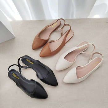 Γυναικεία σανδάλια με μυτερό δάχτυλο και λουράκι στο πίσω μέρος, PU επάνω, σόλα καουτσούκ, Άνοιξη 2025
