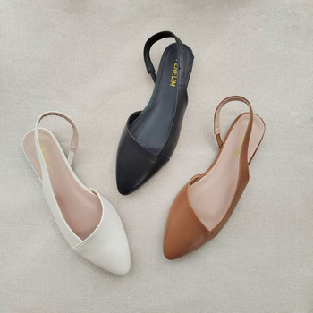 Γυναικεία σανδάλια με μυτερό δάχτυλο και λουράκι στο πίσω μέρος, PU επάνω, σόλα καουτσούκ, Άνοιξη 2025