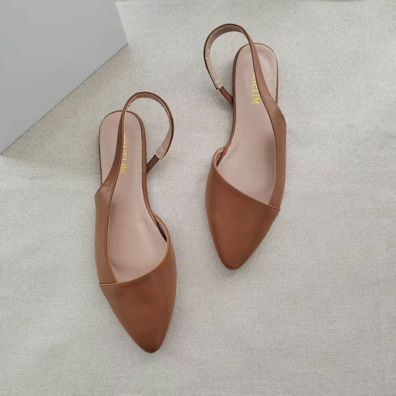 Γυναικεία σανδάλια με μυτερό δάχτυλο και λουράκι στο πίσω μέρος, PU επάνω, σόλα καουτσούκ, Άνοιξη 2025