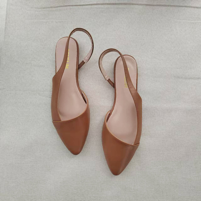 Γυναικεία σανδάλια με μυτερό δάχτυλο και λουράκι στο πίσω μέρος, PU επάνω, σόλα καουτσούκ, Άνοιξη 2025