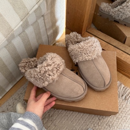 Zimske papuče od goveđe kože s integriranom vunom, EVA đon, slip-on, ravna đona, debljina đona 0-3 cm