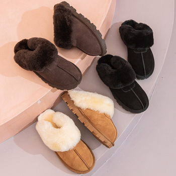 Ženske kućne papuče za jesen-zimu, slip-on, zvjezdani uzorak, gornji dio Ox Velvet, postava od krzna, potplat TPR, protuklizne, tople