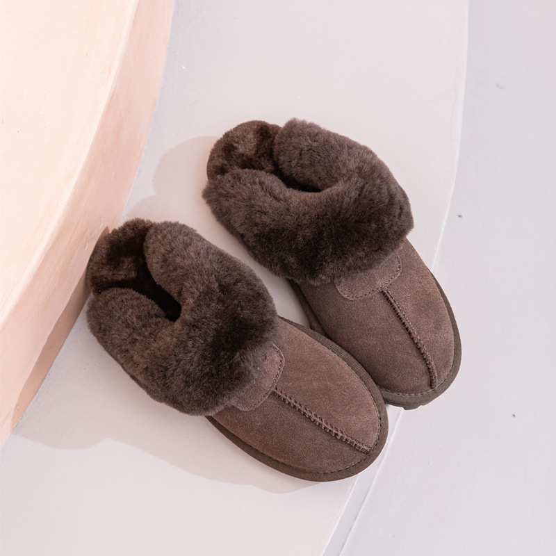 Ženske kućne papuče za jesen-zimu, slip-on, zvjezdani uzorak, gornji dio Ox Velvet, postava od krzna, potplat TPR, protuklizne, tople