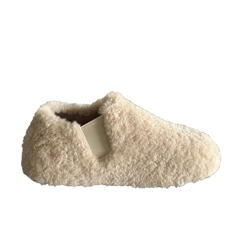 Ženske papuče od velura s umjetnom krznom, plastična potplata, debljina potplata 3-5 cm, jednobojni uzorak, svakodnevni casual stil