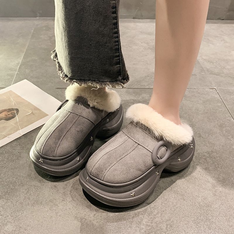 Ženske slip-on papuče od vuneno-pamučne tkanine – gornji dio PU, đon EVA, flis podstava, korejski stil, debljina đona 0–3 cm