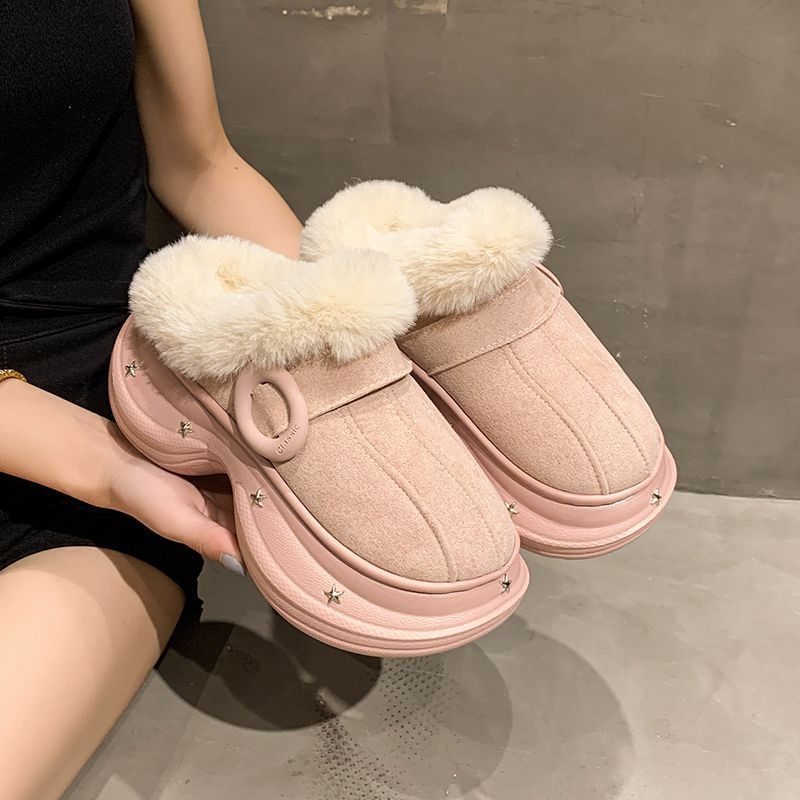 Ženske slip-on papuče od vuneno-pamučne tkanine – gornji dio PU, đon EVA, flis podstava, korejski stil, debljina đona 0–3 cm