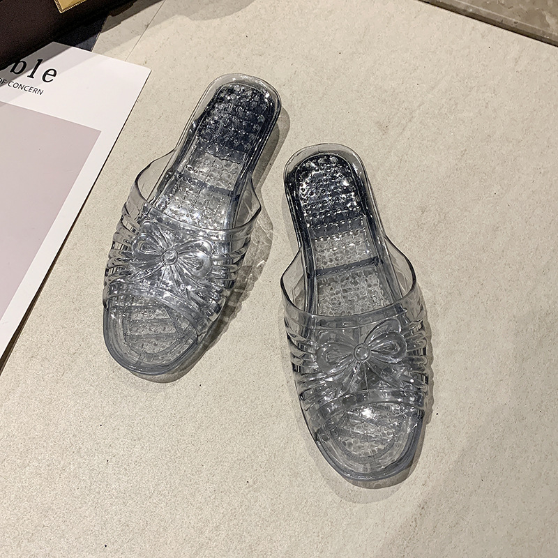 Οικιακές παντόφλες — Διαφανείς ζελέ κρύσταλλο PVC επάνω μέρος και σόλα, αντιολισθητικές, ελαφριές, σόλα με έγχυση, χαμηλό επίπεδο τακουνιού 1-3 cm