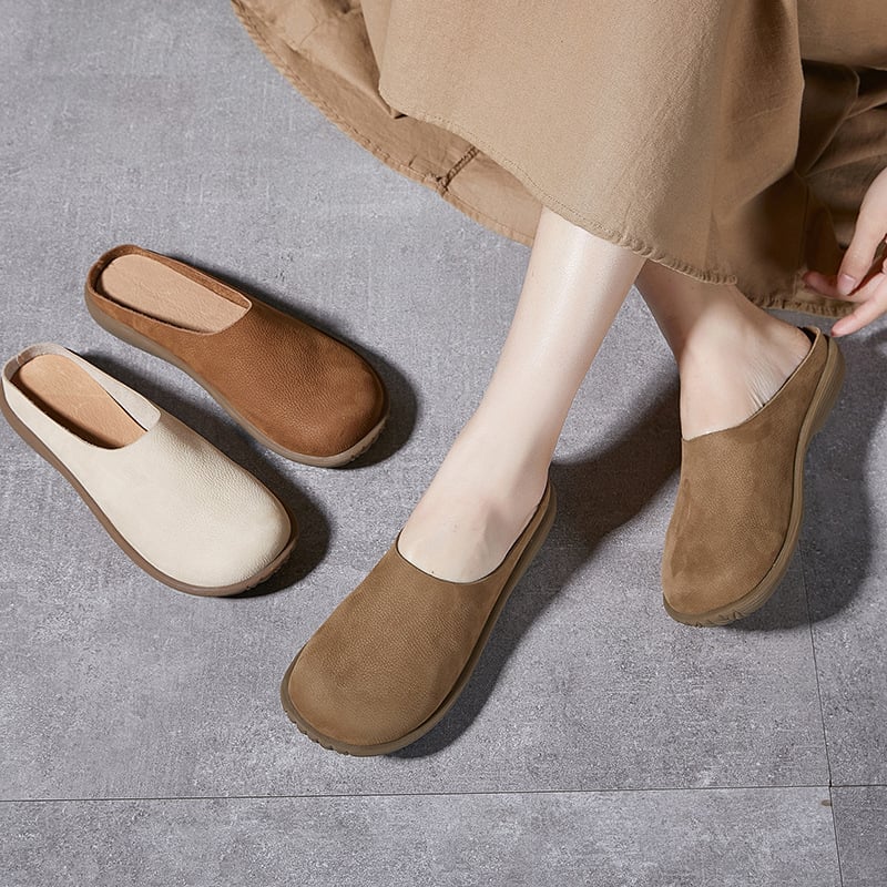 Γυναικείες δερμάτινες παντόφλες slip-on με αντιολισθητική σόλα από καουτσούκ, μαλακό επάνω μέρος από γνήσιο δέρμα, επένδυση κατά της οσμής, άνετο σχέδιο για εγκύους