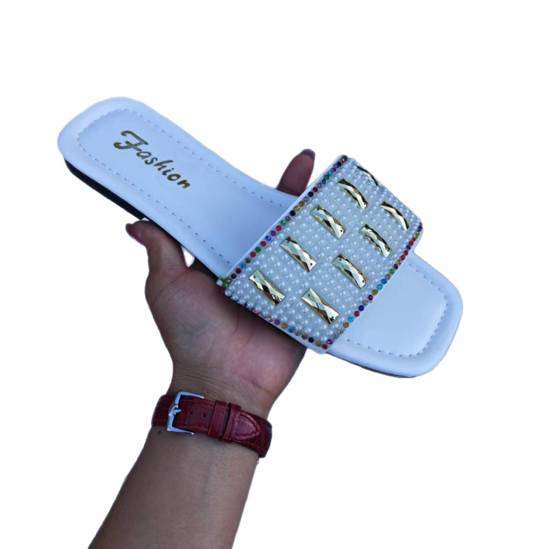Sandale damă cu bretea unic, cristale, talpă din cauciuc, slip-on, grosime talpă 3–5 cm