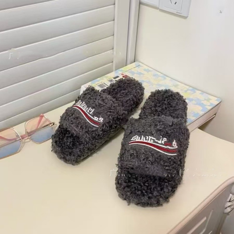 Παντόφλες από μαλλί για ενήλικες, σόλα από καουτσούκ, επένδυση από μαλλί, αντιολισθητικές, ανθεκτικές στη φθορά