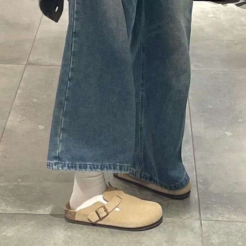 Γυναικείες παντόφλες με μαλακό πάτο σε στυλ Birkenstock — πλατφόρμα, επάνω μέρος από μικροϊνες δέρμα, σόλα από καουτσούκ, αντιολισθητικές, φθινόπωρο 2024