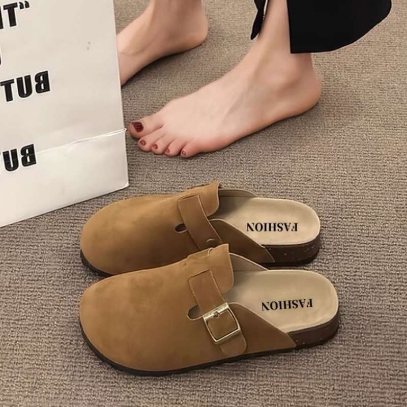 Γυναικείες παντόφλες με μαλακό πάτο σε στυλ Birkenstock — πλατφόρμα, επάνω μέρος από μικροϊνες δέρμα, σόλα από καουτσούκ, αντιολισθητικές, φθινόπωρο 2024
