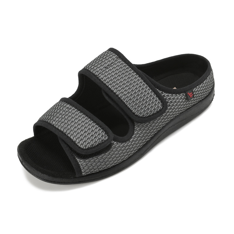 Casual sandále so zapínaním na suchý zips, priedušný sieťový horný diel, gumová podrážka, guľatá špička