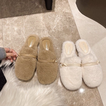 Női szőrös papucs velúr felsőrésszel, gumitalppal, belső műbőr béléssel, slip-on a mindennapi viselethez