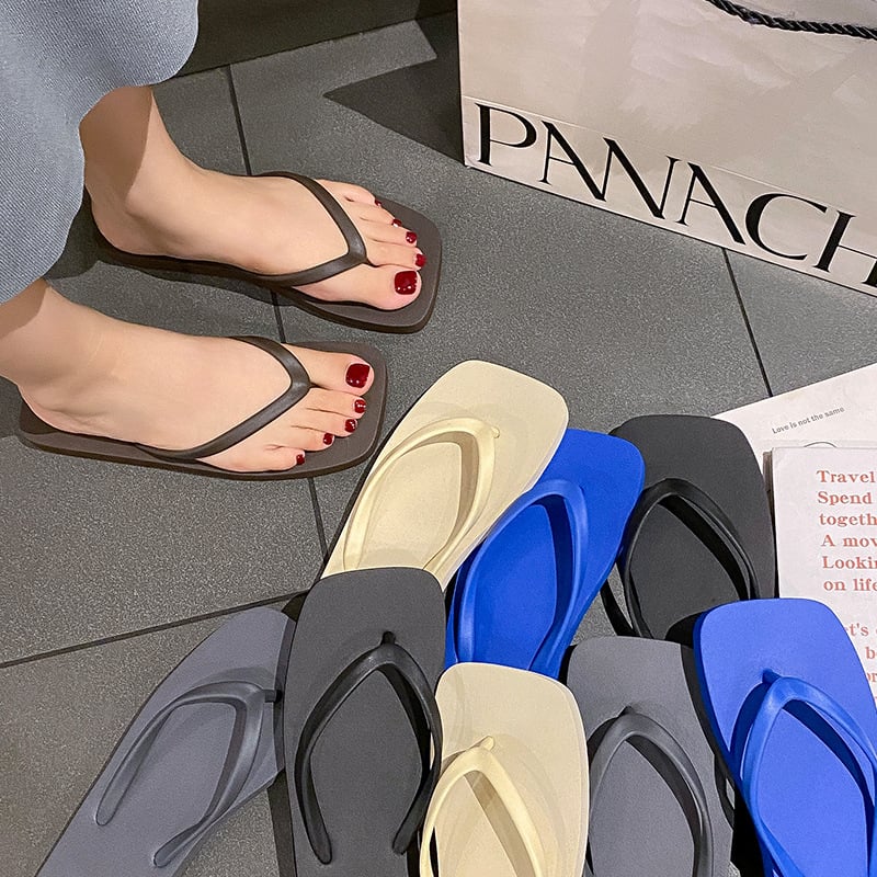 Ženske ljetne japanskog stila flip-flop sandale, jednobojne, protuklizne mekane potplate, za plažu