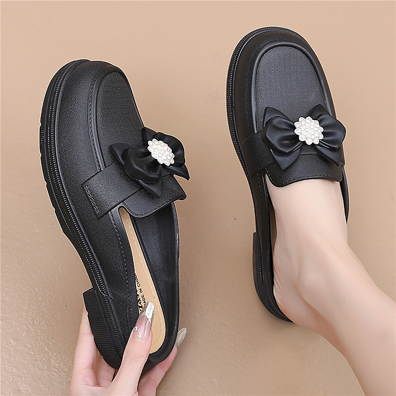 Γυναικείες παντόφλες καλοκαιριού με φιόγκο, PVC επάνω μέρος και σόλα, κατασκευή injection-molded, πάχος σόλας 3–5 cm