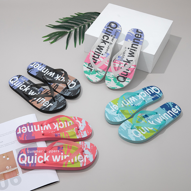 Graffiti plažne flip-flopice - Ljetne sandale, gornji dio PVC, potplat PE, debljina potplata 0–3 cm, ravna potplata
