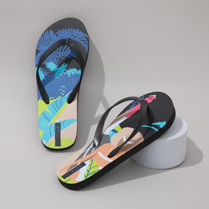 Graffiti plažne flip-flopice - Ljetne sandale, gornji dio PVC, potplat PE, debljina potplata 0–3 cm, ravna potplata