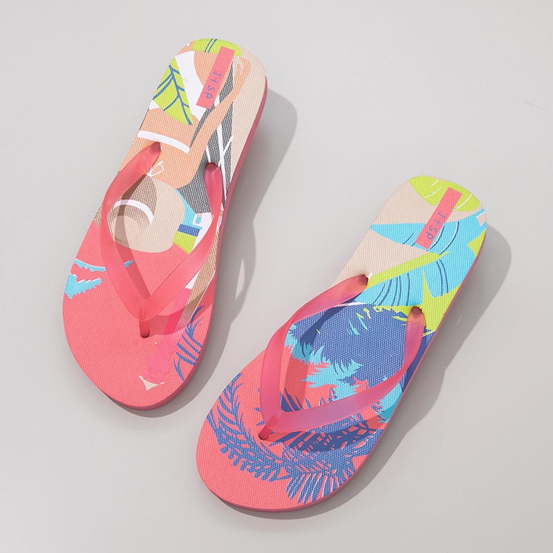 Graffiti plažne flip-flopice - Ljetne sandale, gornji dio PVC, potplat PE, debljina potplata 0–3 cm, ravna potplata