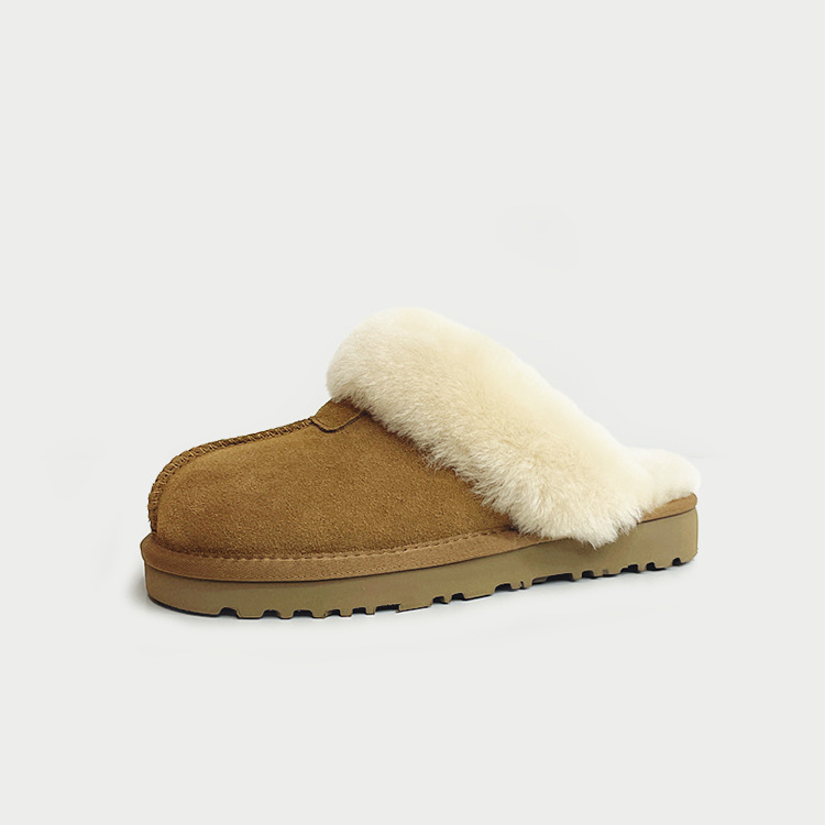 Papuče od ovčje kože s integriranom podstavom, EVA đon, tople, slip-on za odrasle