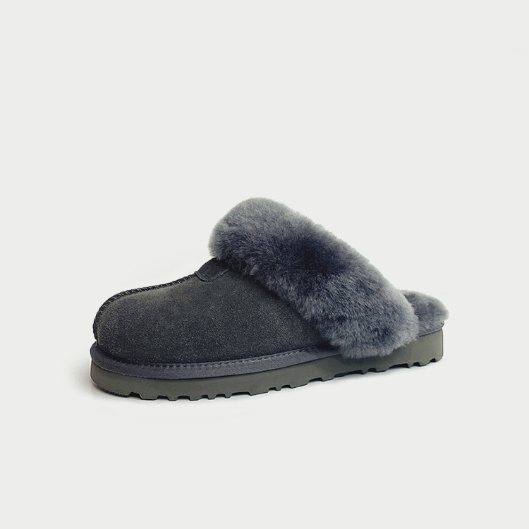 Papuče od ovčje kože s integriranom podstavom, EVA đon, tople, slip-on za odrasle