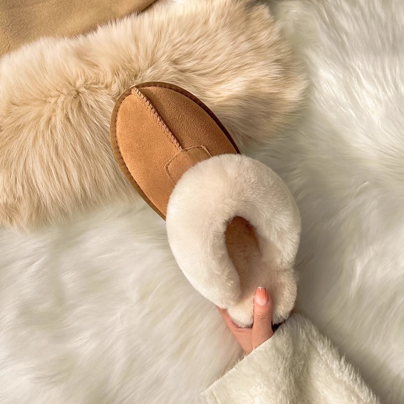 Papuče od ovčje kože s integriranom podstavom, EVA đon, tople, slip-on za odrasle