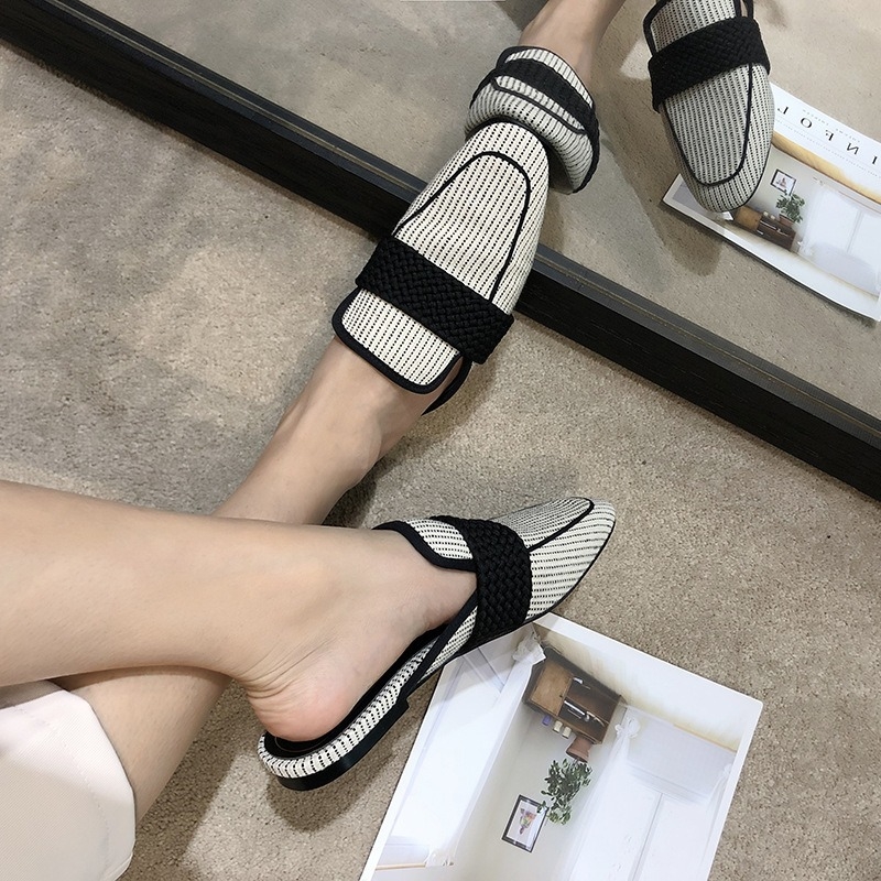 Baotou ženske slip-on mule cipele — platneni gornji dio, PU potplat, tekstilna podstava, visina potplata 0–3 cm, bez kopčanja