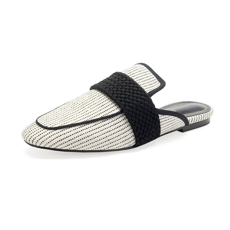 Baotou ženske slip-on mule cipele — platneni gornji dio, PU potplat, tekstilna podstava, visina potplata 0–3 cm, bez kopčanja