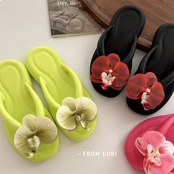 Ženske Butterfly Orchid flip-flopovi – svakodnevne udobne sandale s mekanom EVA sole, kožna unutrašnjost, injekcijska konstrukcija potplata, plosko dno, proljeće 2025