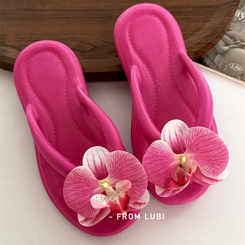 Ženske Butterfly Orchid flip-flopovi – svakodnevne udobne sandale s mekanom EVA sole, kožna unutrašnjost, injekcijska konstrukcija potplata, plosko dno, proljeće 2025