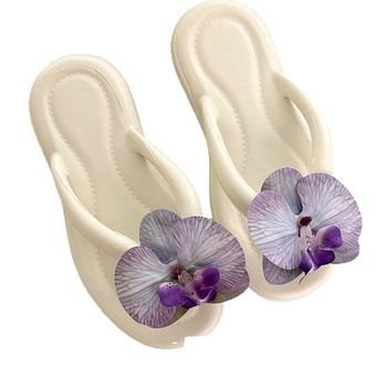 Ženske Butterfly Orchid flip-flopovi – svakodnevne udobne sandale s mekanom EVA sole, kožna unutrašnjost, injekcijska konstrukcija potplata, plosko dno, proljeće 2025
