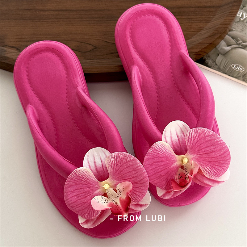 Ženske Butterfly Orchid flip-flopovi – svakodnevne udobne sandale s mekanom EVA sole, kožna unutrašnjost, injekcijska konstrukcija potplata, plosko dno, proljeće 2025