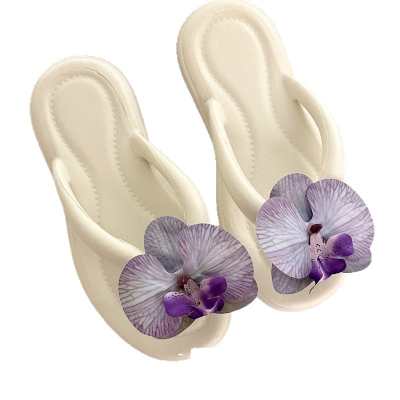 Ženske Butterfly Orchid flip-flopovi – svakodnevne udobne sandale s mekanom EVA sole, kožna unutrašnjost, injekcijska konstrukcija potplata, plosko dno, proljeće 2025