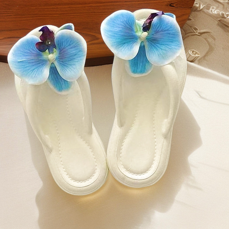 Ženske Butterfly Orchid flip-flopovi – svakodnevne udobne sandale s mekanom EVA sole, kožna unutrašnjost, injekcijska konstrukcija potplata, plosko dno, proljeće 2025