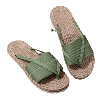 Ženske papuče za plažu s velurom na gornjem dijelu, gumom potplatom, podstava od tkanine, ravna potplata, debljina potplata 0–3 cm