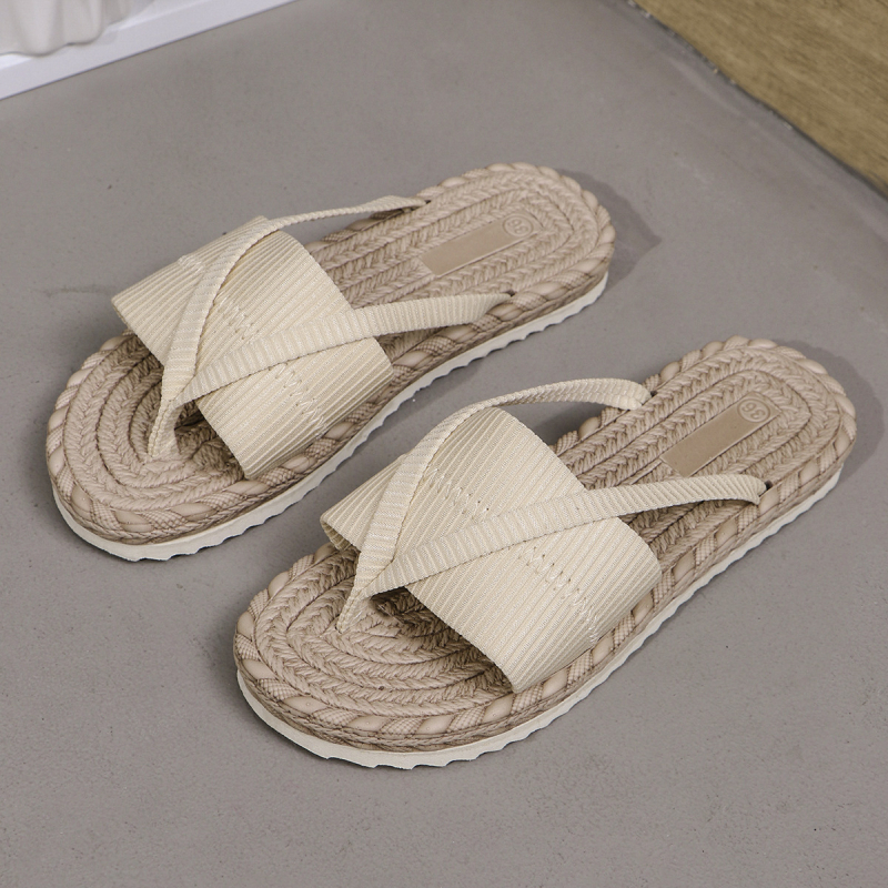 Ženske papuče za plažu s velurom na gornjem dijelu, gumom potplatom, podstava od tkanine, ravna potplata, debljina potplata 0–3 cm