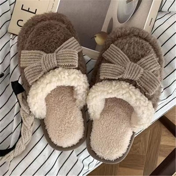 Papuke za odrasle – plišani gornji dio, umjetna vuna, PVC đon, protuklizne, slip-on, zimske kućne papuče