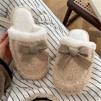 Papuke za odrasle – plišani gornji dio, umjetna vuna, PVC đon, protuklizne, slip-on, zimske kućne papuče